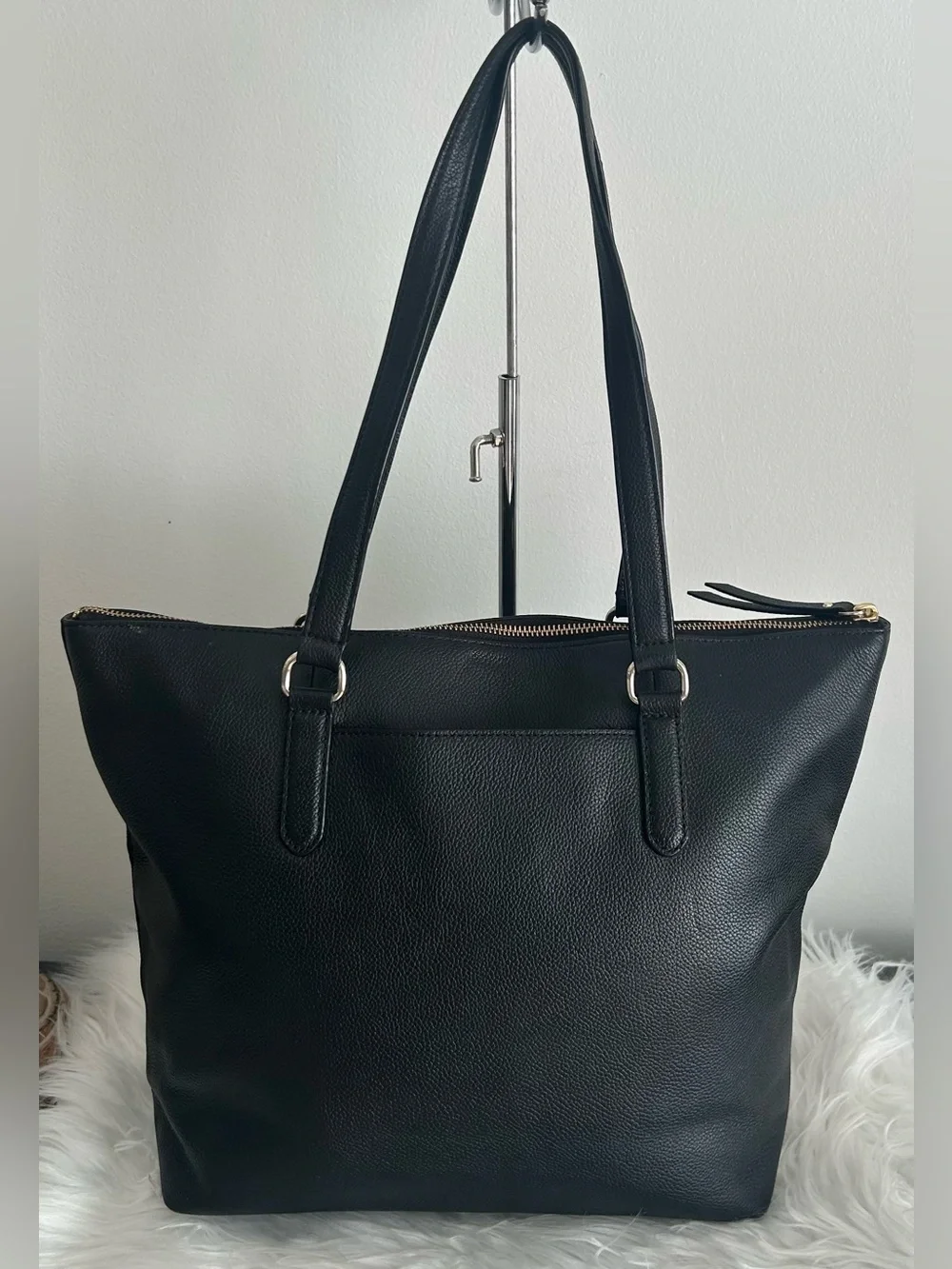 Kate Spade Black Pebbled Leather Zip Top Tote Shoulder Bag Work Laptop